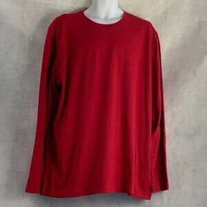 Family Pajamas Men's Long-Sleeve Pullover Lounge PJ Top, Solid Red, XXL